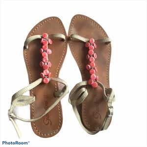 Classic Gardini Italian Flat Sandals Size 8 Beige
